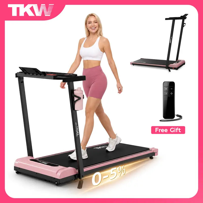 TKW 3-in-1 Walking pad,Pink Walkingpad,Light weight Treadmill, Capacity,Low-Noise Motor Walking Pad, Remote Control & Wheels for Easy mobility, LED Display，Vibration Walking pad · 1