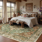 RELEANY Vintage Floral Area Rug, Brick/Brown/Green, 8 x 10 ft