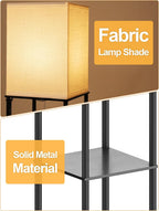 PARTPHONER Shelf Floor Lamp with Three-Color LED Bulb, Black