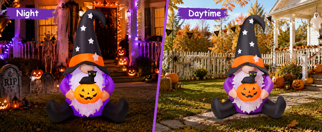 GOOSH 69496 5-Foot Halloween Gnome & Pumpkin Inflatable – purpole – product detail