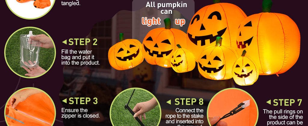 TISEJOY 9077 7.5-Foot Halloween Pumpkin Inflatable – Yellow – product detail