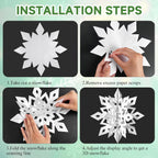 OuMuaMua White 3D Snowflake and Garland Set, 14 Pieces