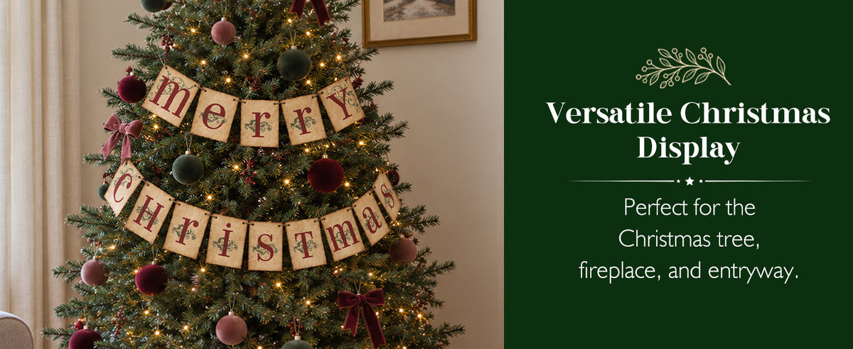 ORIENTAL CHERRY Vintage-Style Merry Christmas Banner