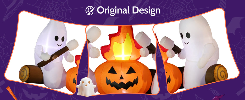 DomKom 6-Foot Halloween Ghost Campfire Inflatable – Ghost Campfire – product detail