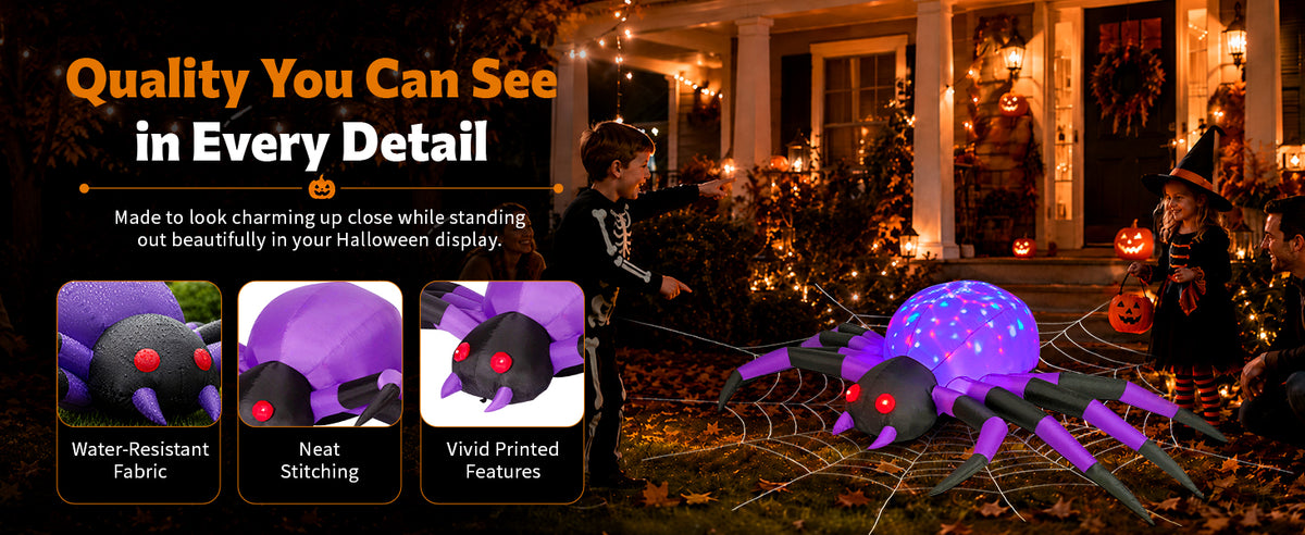 COMIN 9-Foot Halloween Spider Inflatable – Purple – product detail