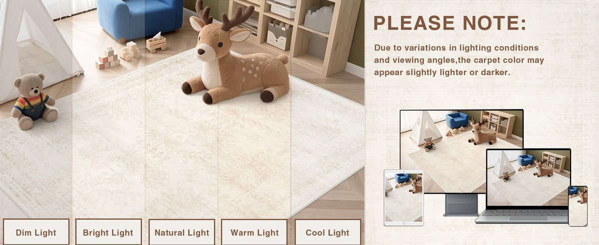 Luxturiy Vintage-Style Area Rug, Beige, 8 x 10 ft