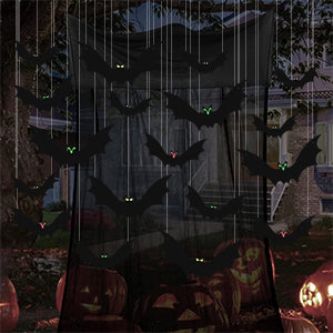 HaWeier 18-Piece Hanging Halloween Bat Set – Black – product detail