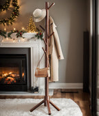 Pipishell Wooden Coat Rack with Eight Hooks, Brown
