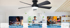 Depuley 42-Inch Ceiling Fan with Dimmable LED Light, Black