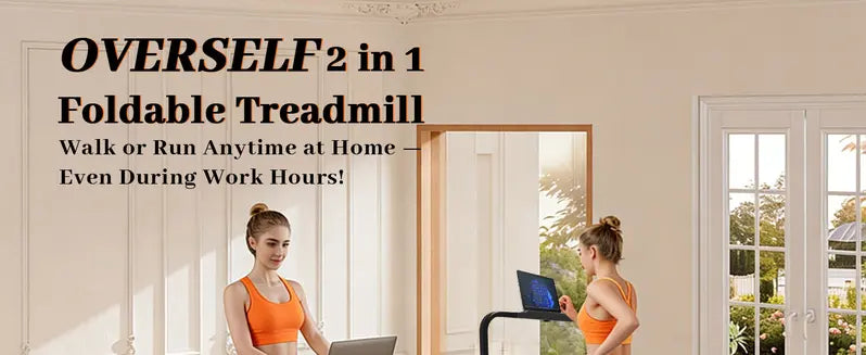 OVER SELF 2-in-1 Foldable Treadmill - 2in1 Walk/Roll, Remote Control, Adjustable Incline, Low Noise, Portable Compact Design, Indoor Exercise Home Gym Cardio Equipment, Caminadora, DealsForYouDays · 10