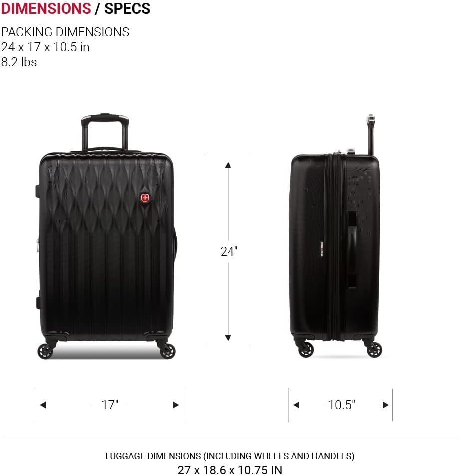 SwissGear 8018202167 Hardside Suitcase – Checked-Medium 24-Inch, Black – Black / Checked-Medium 24-Inch – product detail