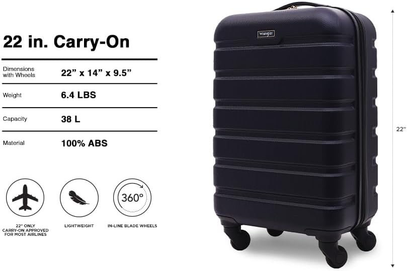 Wrangler Hardside Spinner Carry-On Suitcase – Dark Navy – product detail