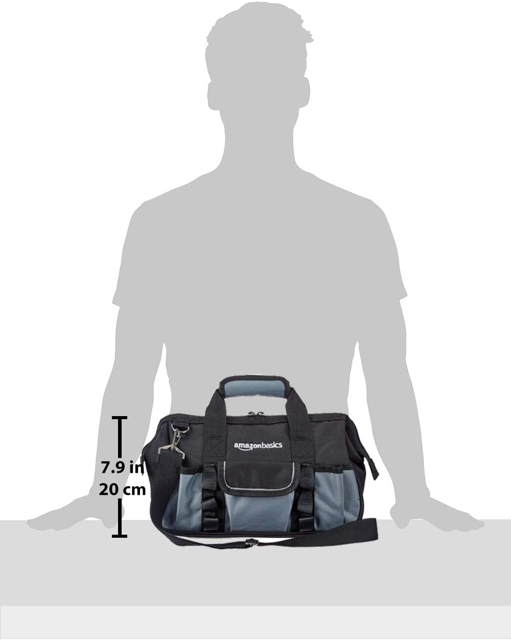 Amazon Basics TB001 12-Inch 16-Pocket Tool Bag – Small Standard Bag, Black & Gray – Small Standard Bag / Black & Gray – product detail