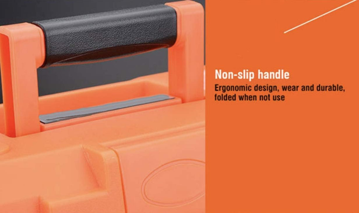 Edward Tools 14-Inch Plastic Tool Box with Removable Tray – Black, Orange – product detail