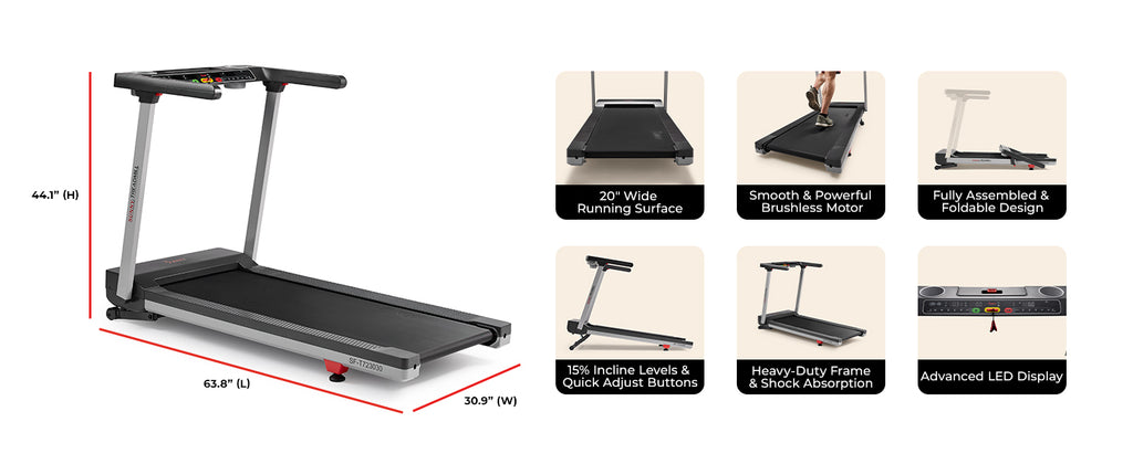 Sunny Health & Fitness SF-T723030 Walking Treadmill – Gray – product detail
