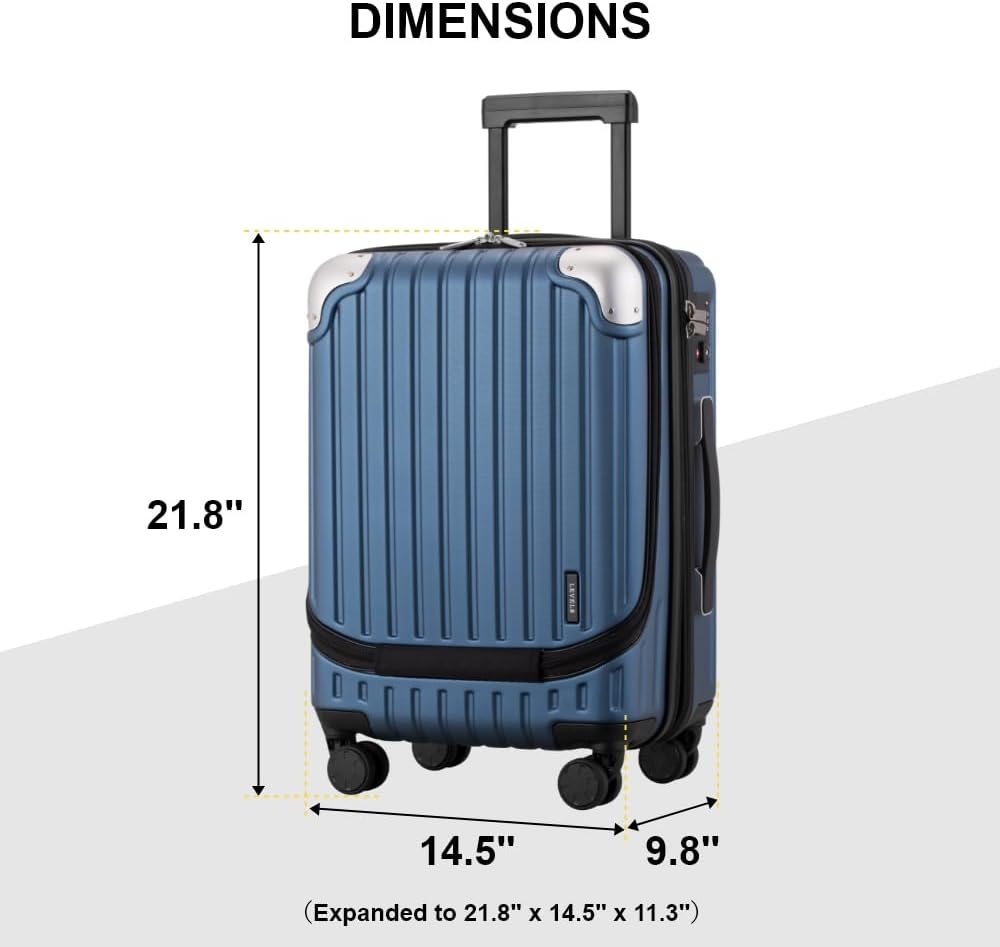 LEVEL8 LA-6576-06T00 Carry-On Suitcase – 20 Inch - Expandable, Blue – Blue / 20 Inch - Expandable – product detail