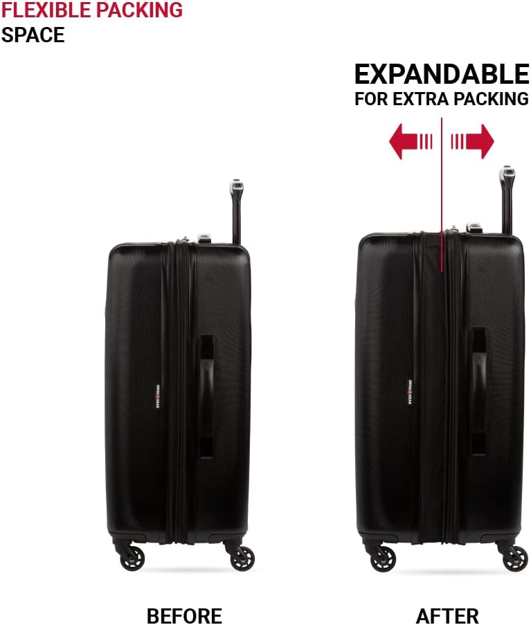 SwissGear 8018202167 Hardside Suitcase – Checked-Medium 24-Inch, Black – Black / Checked-Medium 24-Inch – product detail