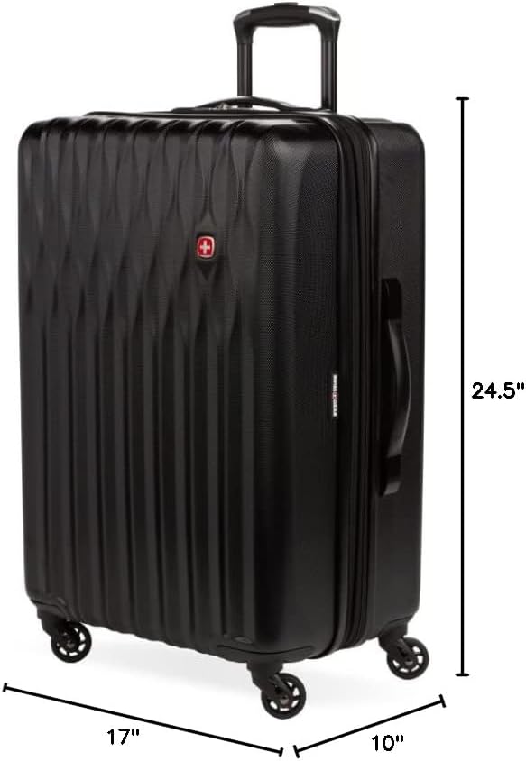 SwissGear 8018202167 Hardside Suitcase – Checked-Medium 24-Inch, Black – Black / Checked-Medium 24-Inch – product detail