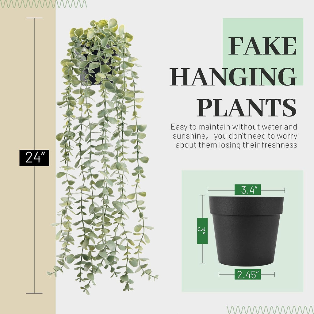 Der Rose Faux Hanging Eucalyptus in Pot, 24 in
