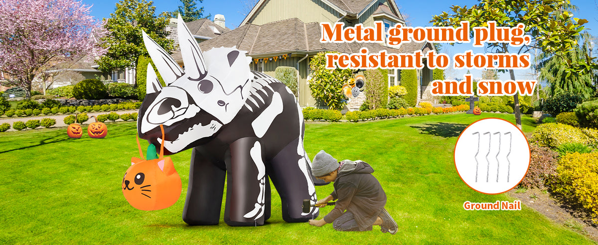 COMIN CO-69429 6.5-Foot Halloween Skeleton Dinosaur Inflatable – Black – product detail