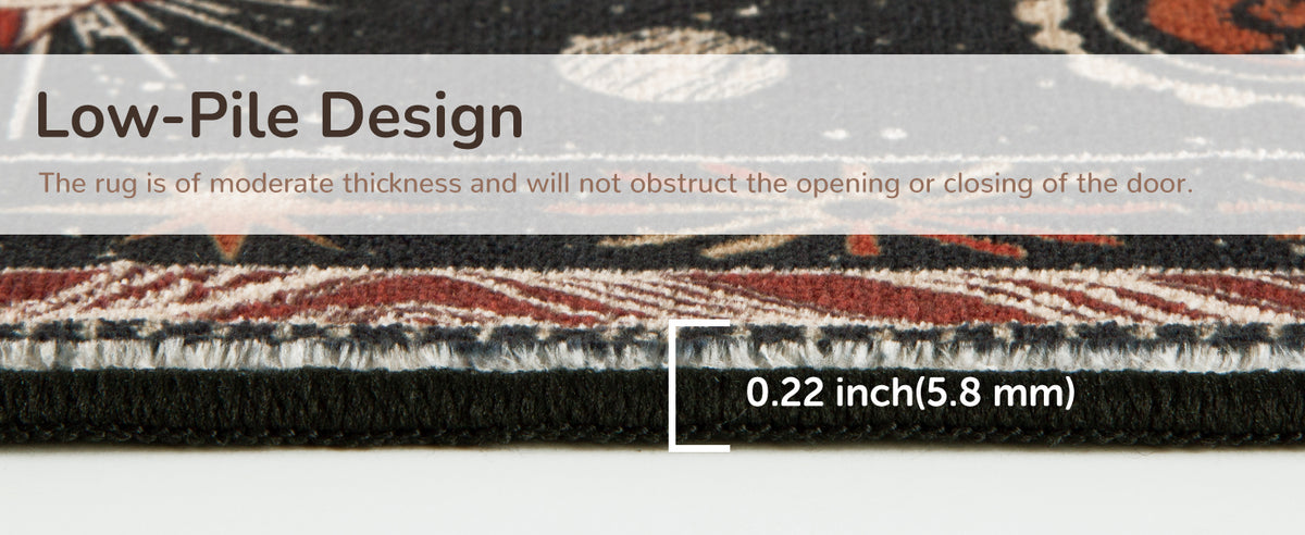meejou Sun and Moon Area Rug, Black/Gold/Beige/Red, 5 x 7 ft