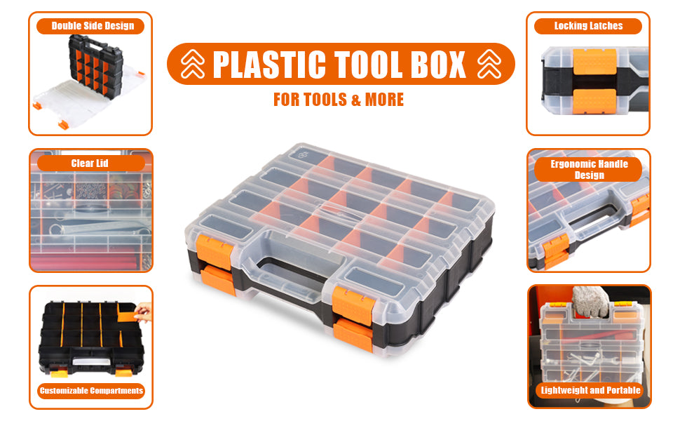 Jack Boss ASG322-2-O 2-Pack Double-Sided Parts Organizer Boxes – 2 PACK, Orange – Orange / 2 PACK – product detail