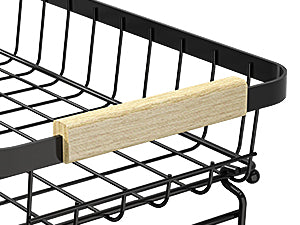 Sevenblue Two-Tier Fruit Basket with Banana Hooks, Black