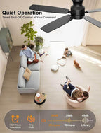 Ohniyou 52-Inch Ceiling Fan with Dimmable LED Light, Black