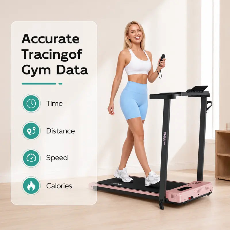 TKW 3-in-1 Walking pad,Pink Walkingpad,Light weight Treadmill, Capacity,Low-Noise Motor Walking Pad, Remote Control & Wheels for Easy mobility, LED Display，Vibration Walking pad · 3