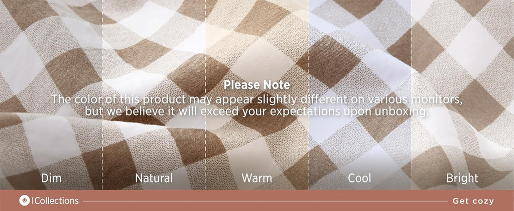 Bedsure Brown Gingham Queen Comforter Set, 3 Pieces