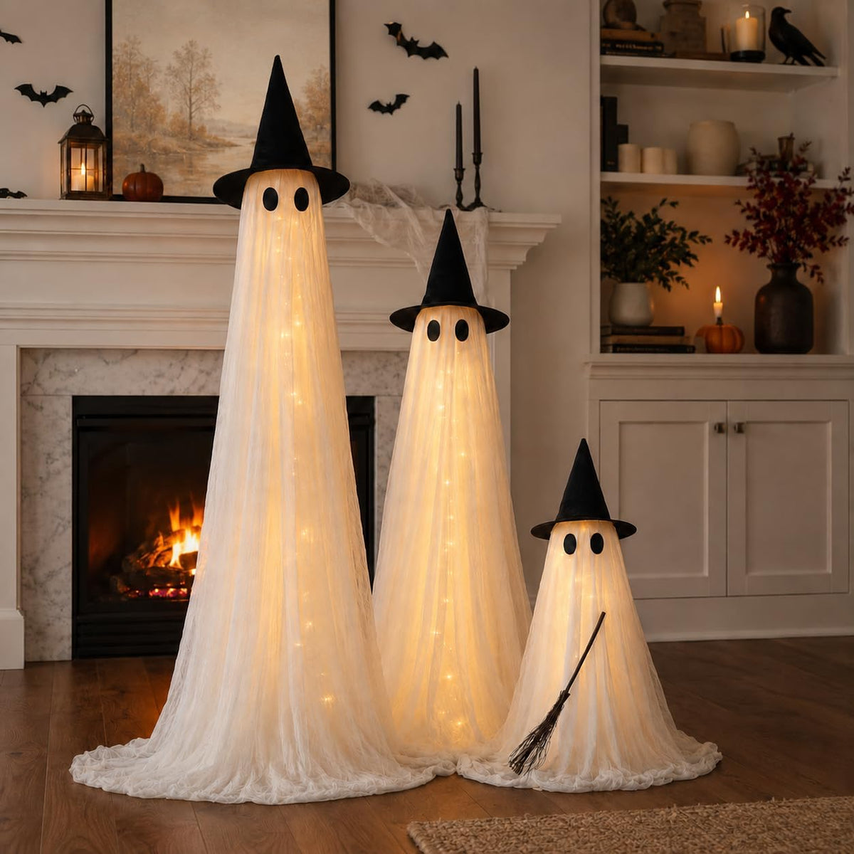 HAPPYCLUB 20260521001 3-Piece Lighted Halloween Ghost Family Set – 3Pack - L+M+S – product detail