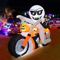 COMIN CO-69305 6-Foot Halloween Ghost, Pumpkin & Cat Motorcycle Inflatable – White,Orange,Black