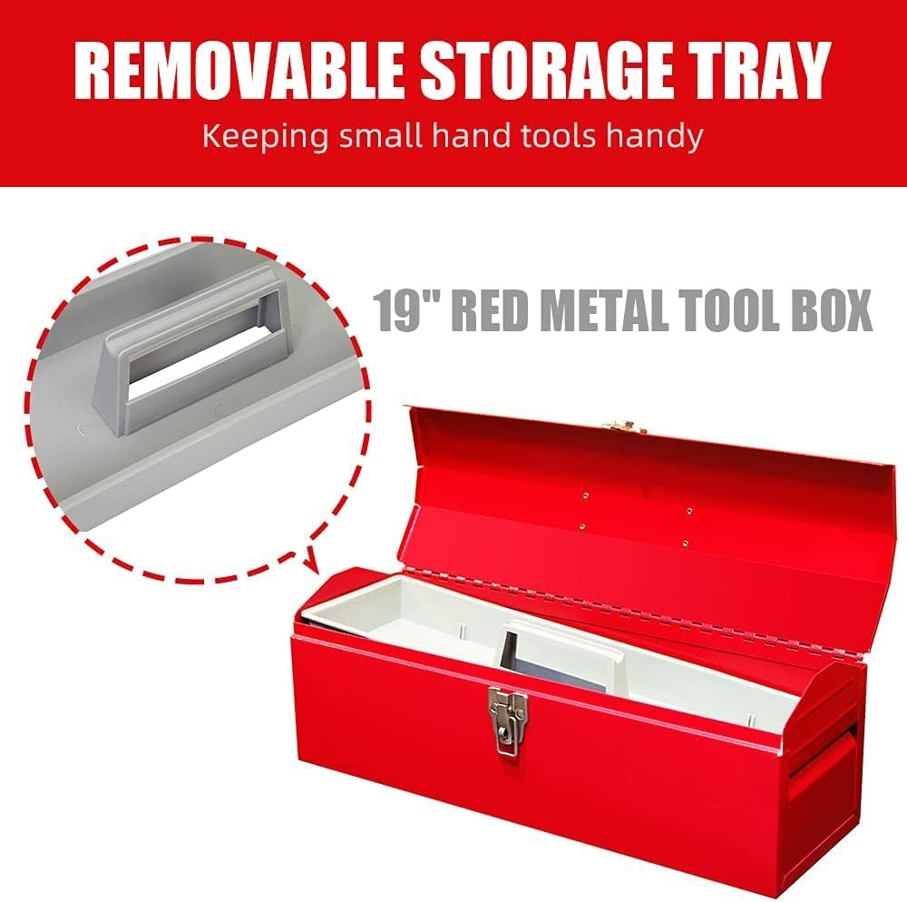 HPDAVV QBGJXTB101R 19-Inch Metal Tool Box – 1P-19in-Red, Red – 1P-19in-Red / Red – product detail