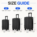 S.Leovay W5271P499184 Luggage Set – 20+24+28Inch, Black – Black / 20+24+28Inch – product detail
