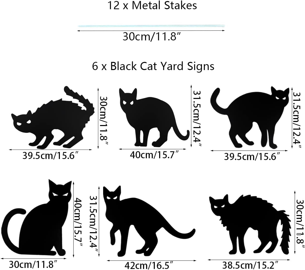 Anditoy W-CP6 6-Piece Black Cat Halloween Yard Sign Set – 13.4 inches x 15.7 inches, black – black / 13.4 inches x 15.7 inches – product detail