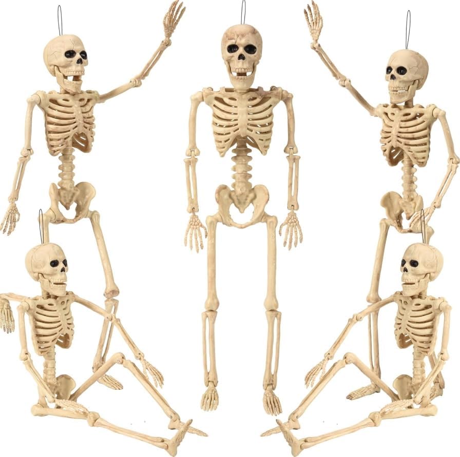 Abakuku Posable Halloween Skeleton Decorations, 16 or 36 Inch