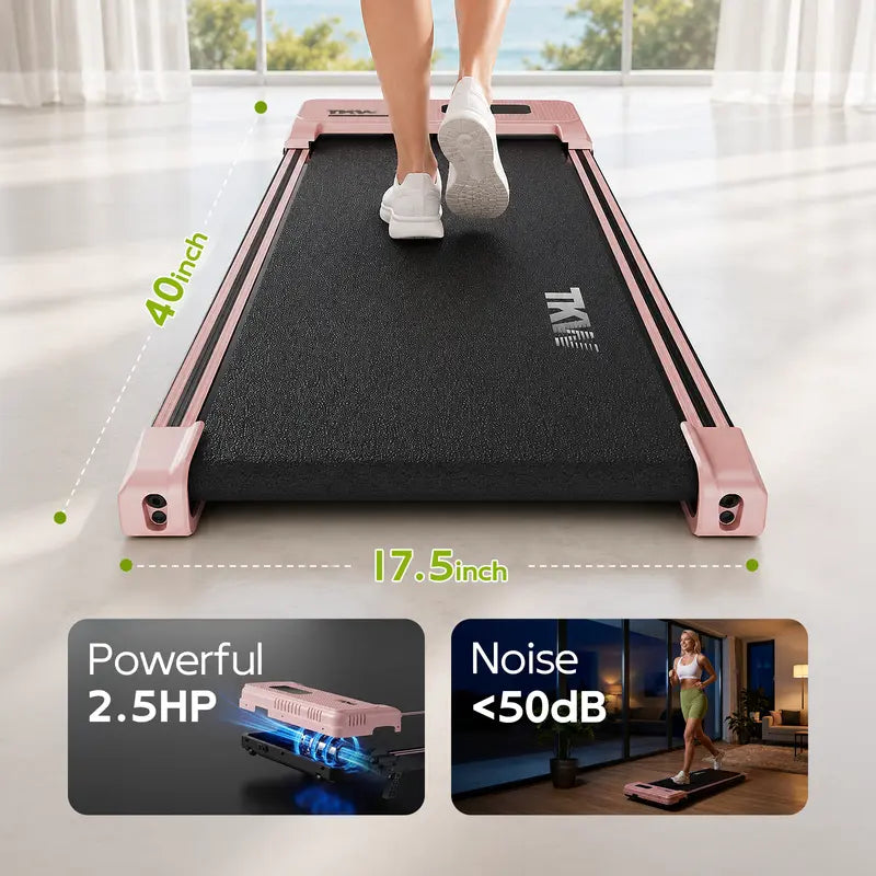 TKW 3-in-1 Walking pad,Pink Walkingpad,Light weight Treadmill, Capacity,Low-Noise Motor Walking Pad, Remote Control & Wheels for Easy mobility, LED Display，Vibration Walking pad · 4