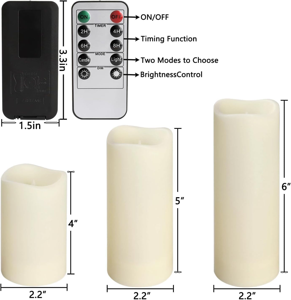 YOROXRG F24 24-Pack Flameless LED Pillar Candles – 24 Pack Ivory-2 – product detail