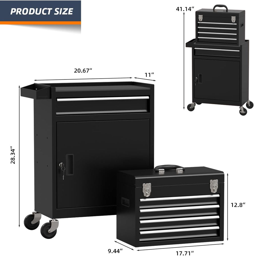Granper 5-Drawer Rolling Tool Chest – 5-Drawer, Black – Black / 5-Drawer – product detail