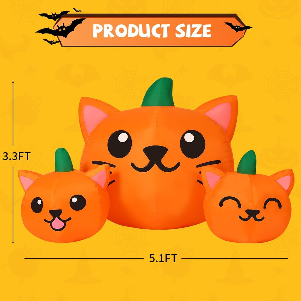 COMIN 69264 5-Foot Halloween Pumpkin & Cat Inflatable – Green, Orange – product detail