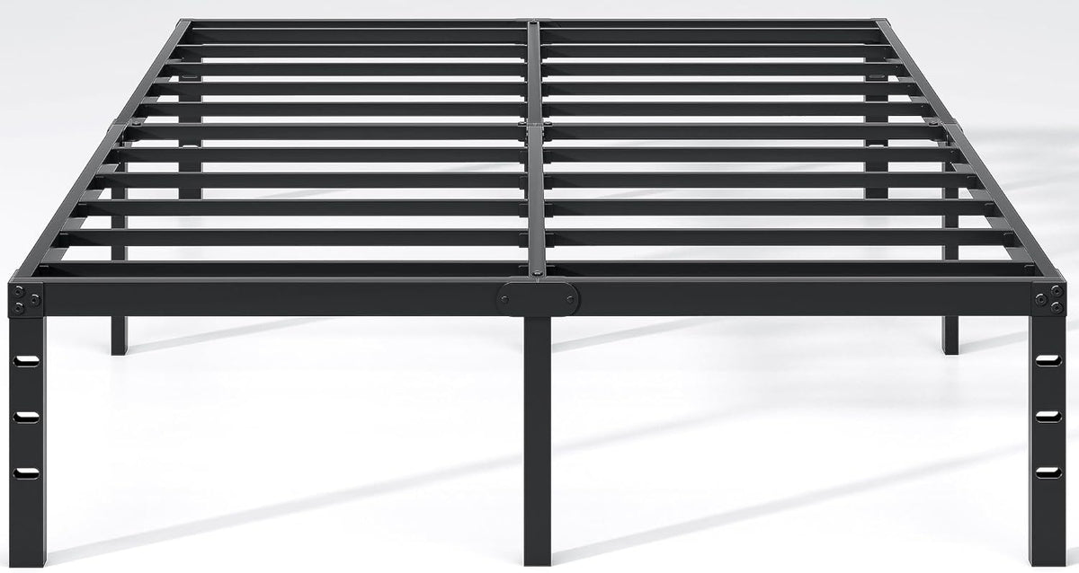 NEW JETO black metal Queen bed frame, 14-inch platform