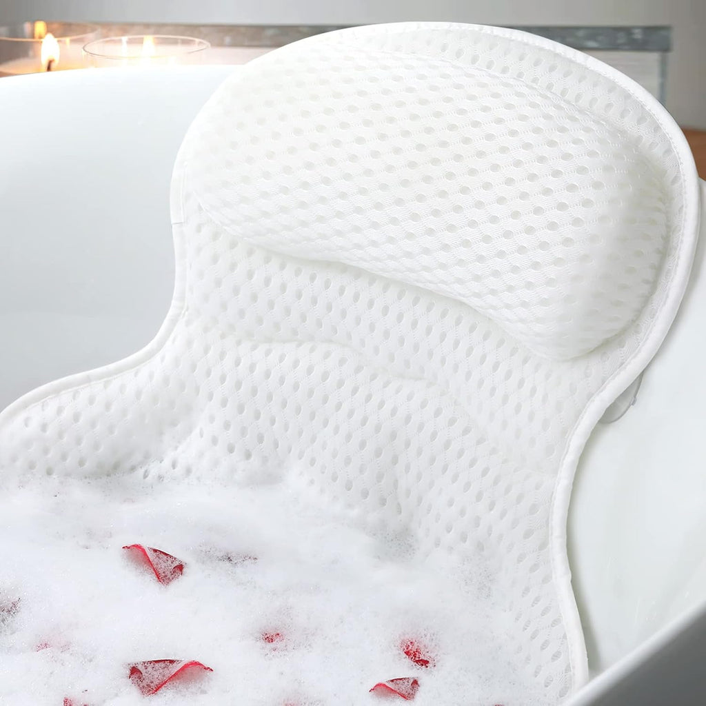 Ozyalo Mesh Bath Pillow with Six Suction Cups, White