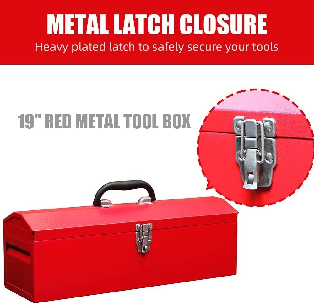 HPDAVV QBGJXTB101R 19-Inch Metal Tool Box – 1P-19in-Red, Red – 1P-19in-Red / Red – product detail