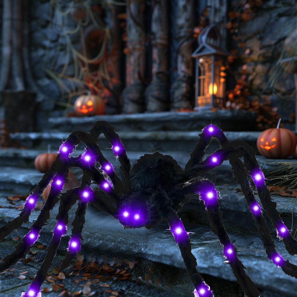 Cherislpy 78-Inch Lighted Halloween Spider Decoration – Multicolor – product detail