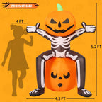 COMIN 69265 5-Foot Halloween Skull & Skeleton & Pumpkin Inflatable – Orange, Black, White – product detail