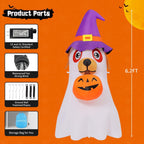 GOOSH 69431 6.2-Foot Halloween Dog & Ghost & Pumpkin Inflatable – White – product detail