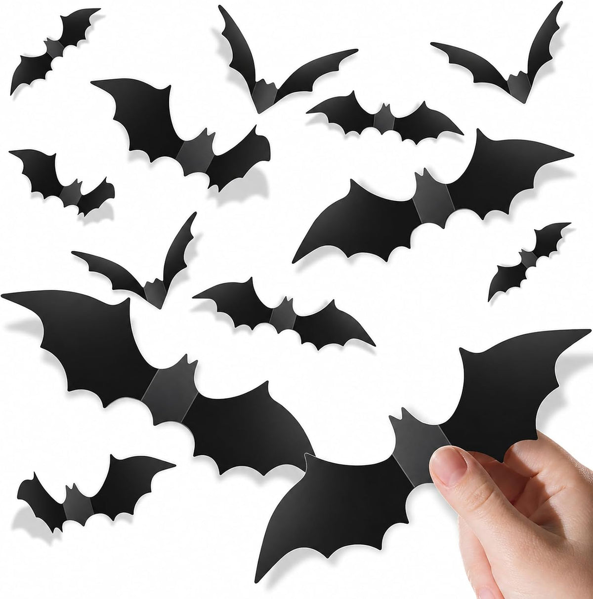 Piteno 3D Black Halloween Bat Decorations – Standard & Large Sets