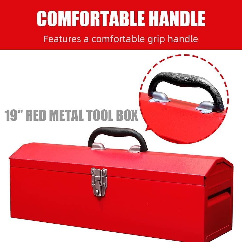 HPDAVV QBGJXTB101R 19-Inch Metal Tool Box – 1P-19in-Red, Red – 1P-19in-Red / Red – product detail