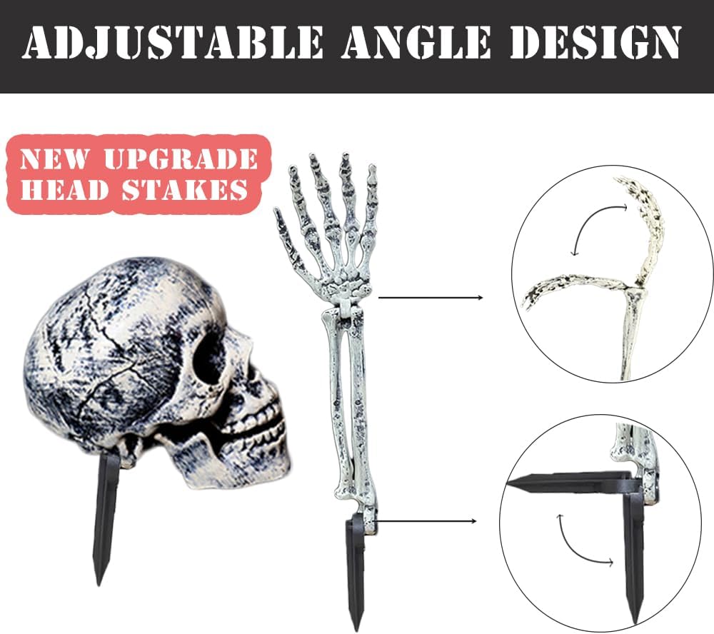 AISENO 3-Piece Halloween Skeleton Groundbreaker Stake Set – Gray – product detail