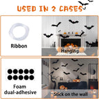 YUJUN 12-Piece Hanging Halloween Bat Set – Black – product detail